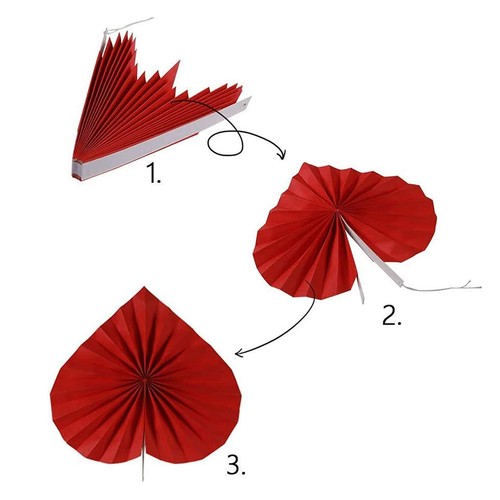 6x Valentine's Day Heart Paper Fans Valentines Paper Fans Valentines Day Gifts - Picture 5 of 7