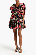 Dolce & Gabbana Silk Floral Ruffle Tiered Mini Dress New US Size 6
