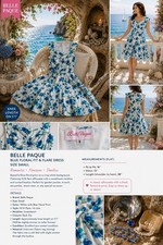 Belle Poque Blue Floral Tea Dress Small Fit & Flare 50s Rockabilly Garden Party