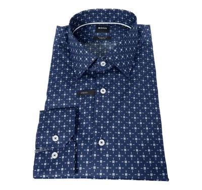 BOSS Camisa Hombre Regular Fit En Popelín De Algodón Elástico 50539178 Azul - Imagen 1 de 2