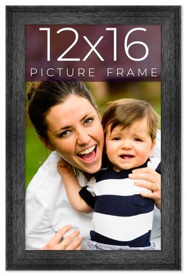 12x16 Frame Black Real Wood Picture Frame Width 1.5 inches | Interior Frame Dept
