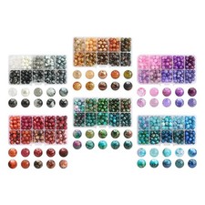 200x perles de verre avec boîte de rangement perles de 8 mm avec trous pour