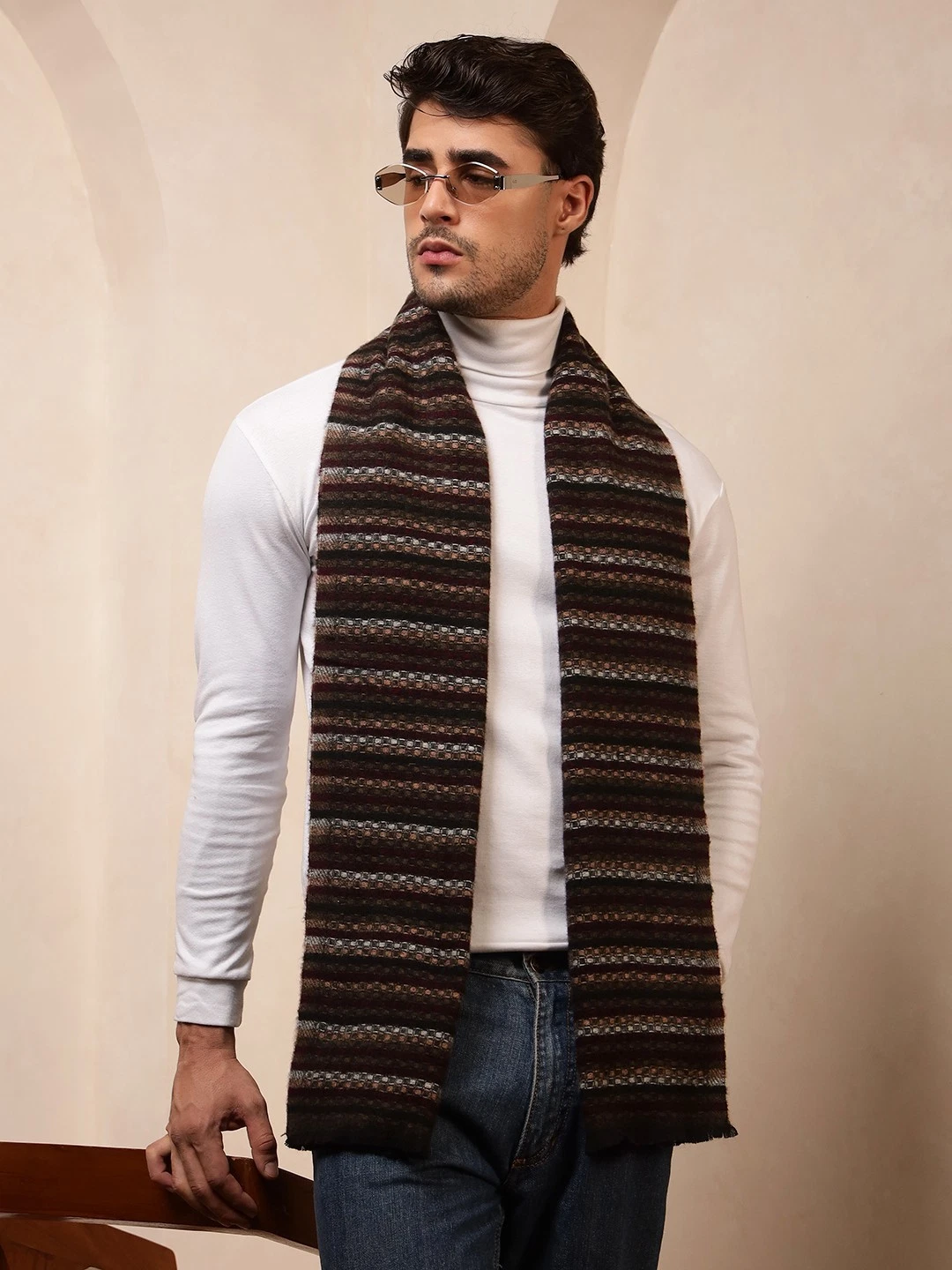 Mens Winter Warm Hand Made 100% CASHMERE Scarf Scarves Knitted Plaid Wool Wrap
