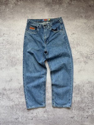 Empyre Jeans Herren W28 Blau Denim Straight Fit Y2K Vintage Logostickerei