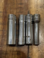 Snap-On Tools 1/4” Drive 4pc Deep Socket Set 7/16, 5/16, & 7/32” 6pt SAE USA VGC