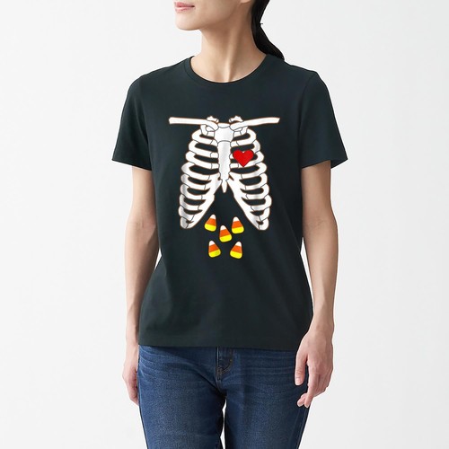 Candy Corn Skeleton X-Ray Halloween Costume Vintage T Shirt Men Women Fashion - Imagen 4 de 9