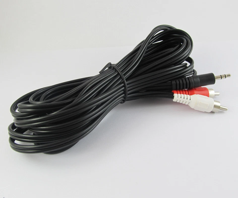 4pcs 16FT/5M Aux 3.5mm Male Stereo Plug to 2 RCA Phono Male Audio Video AV Cable - Image 3 of 3
