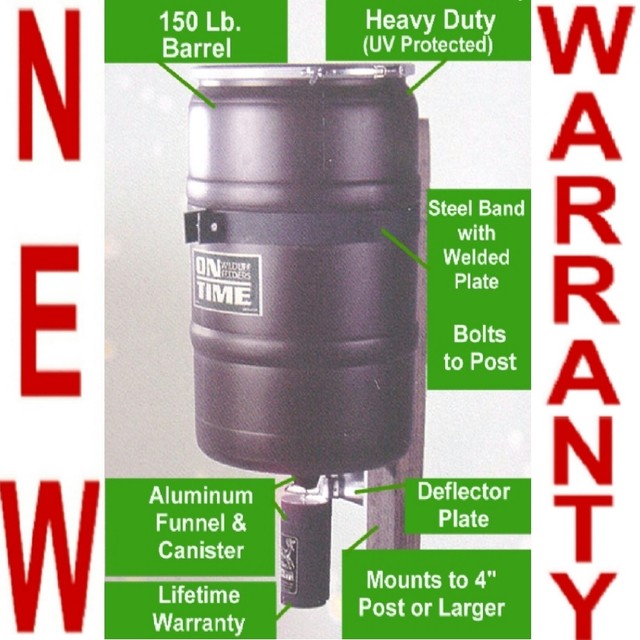 New On Time Pond Lake River Lifetime Fish Feeder Combo W Barrel