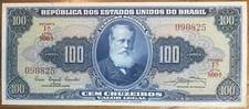 1961 (ND) Brasil Brazil 100 Cruzeiros CAC CMB 1A 800A 090825 P# 170a Crisp UNC