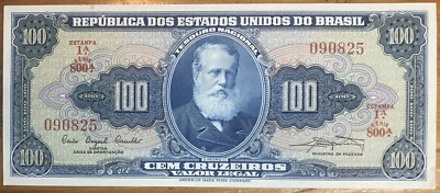 1961 (ND) Brasil Brazil 100 Cruzeiros CAC CMB 1A 800A 090825 P# 170a Crisp UNC