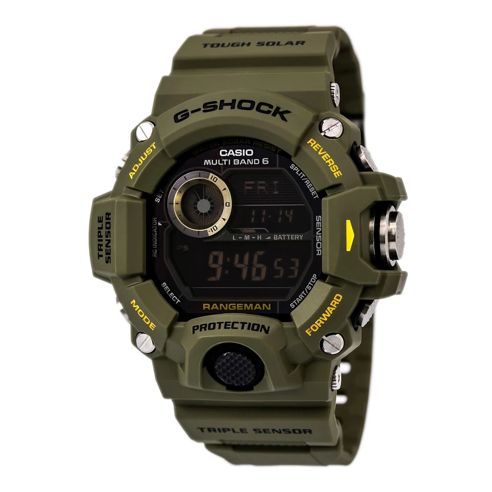 Casio Men's Watch G-Shock Black Digital Dial Olive Resin Strap Chrono GW9400-3
