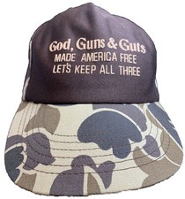 Vintage God Guns and Guts Made America Free Snapback Trucker Hat Made In USA