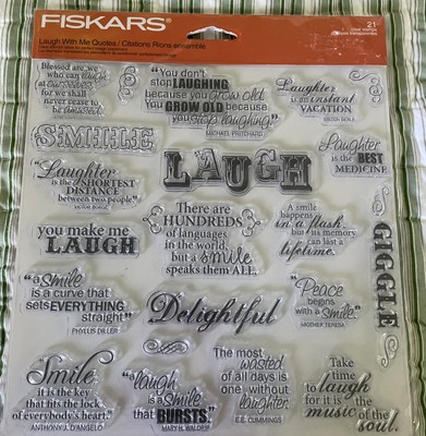 FISKARS~LAUGH WITH ME QUOTES~21 CLEAR STAMPS FOR CRAFTING~Greetings,  Sentiments | eBay