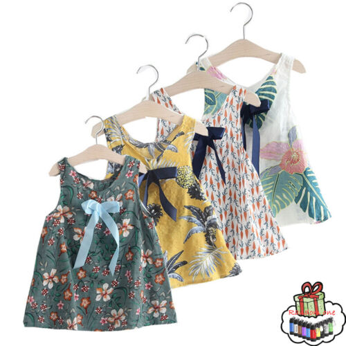 Toddler Kids Baby Girls Clothes Summer Sleeveless Floral Princess Dress Casual