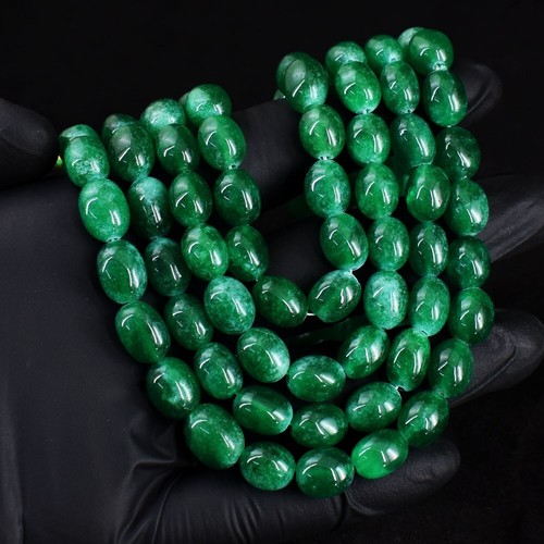 Wonderful 4 Strand 874.00 Cts Green Emerald Beaded Jewelery Necklace VK 42 E684 - 第 1/3 張圖片