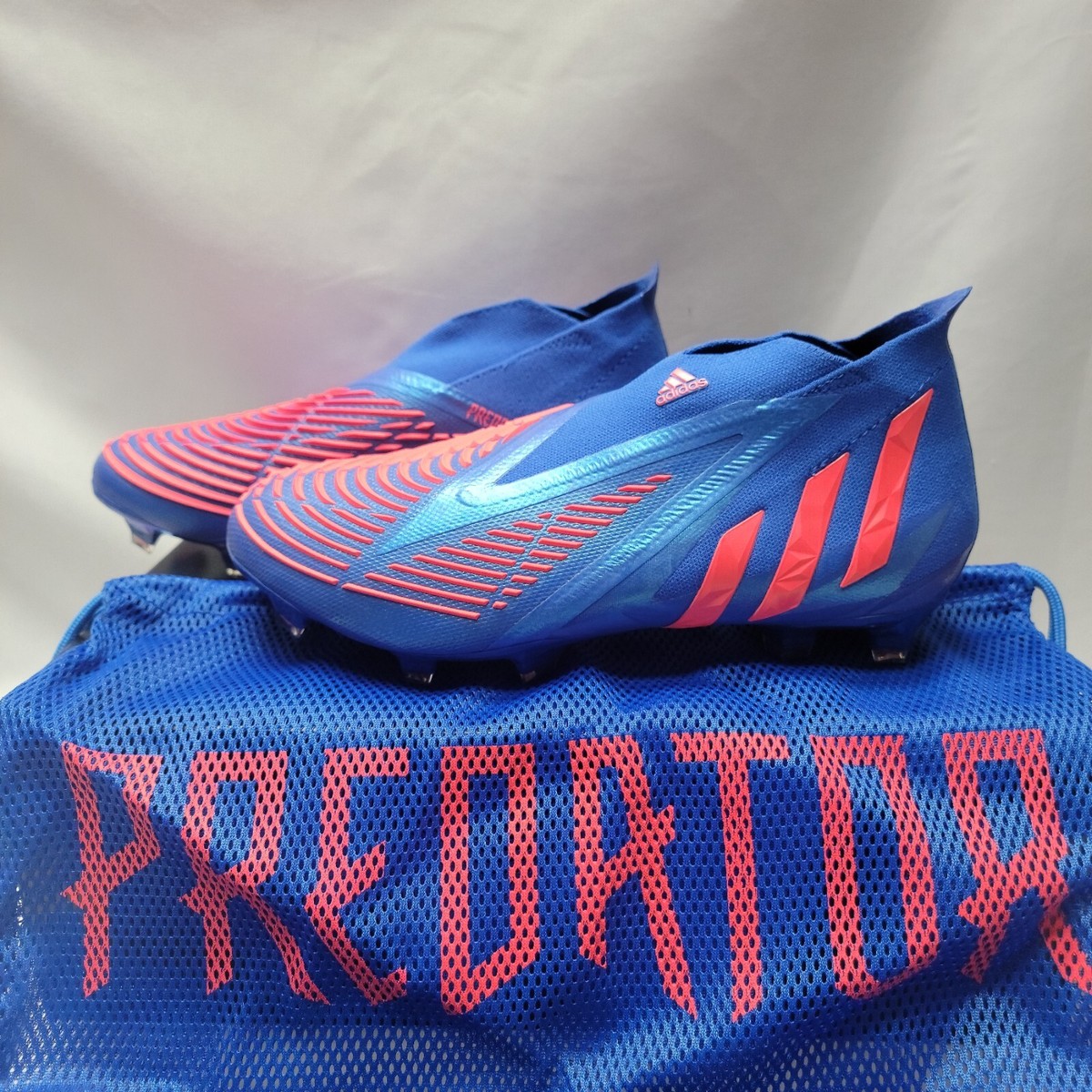 Adidas Predator Edge+ FG Blue Turbo Pink Soccer Cleats Men Size 12