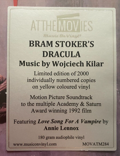 Bram Stokers Dracula Soundtrack Yellow Vinyl Record New Sealed Wojciech Kilar - Picture 3 of 8