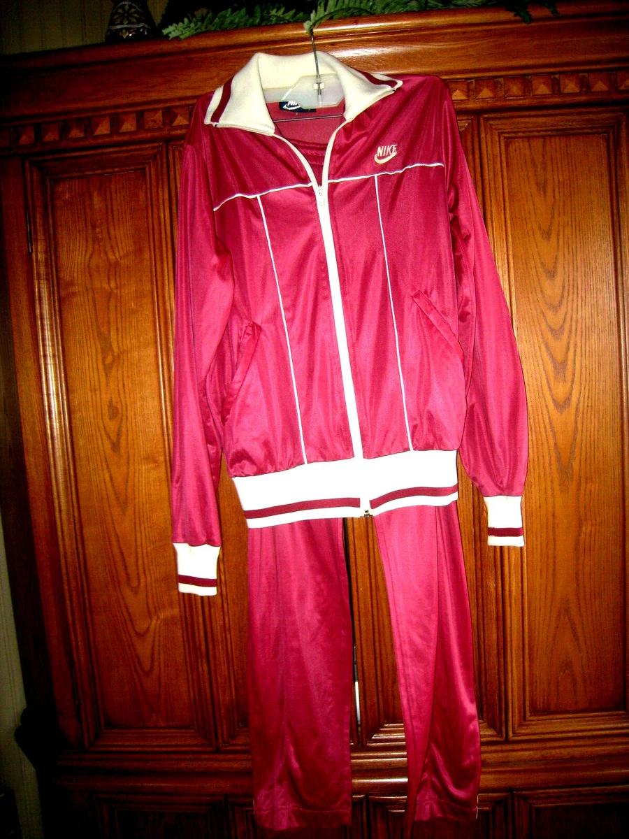 Vntg NIKE SPORTSWEAR Women s 2 Piece Warm Up Set Mauve cranberry Sz Sm REDUCED