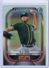 2021 Bowman Chrome AJ Puk Rookie Scouts Top 100 Insert - Oakland Athletics