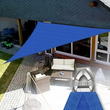13-19ft Blue Steel Wire Sun Shade Sail Canopy Triangle Shelter Cover Outdoor