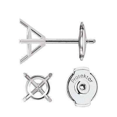 Platinum Martini Cocktail Earring Mounts Protektor Safety Lock Post Setting Pair