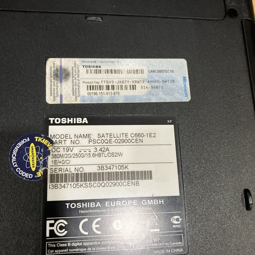 Toshiba Satellite Pro C660 1E2 6GB Ram 128GB SSD, IntelCore I3, 2.3GHz - Picture 5 of 5