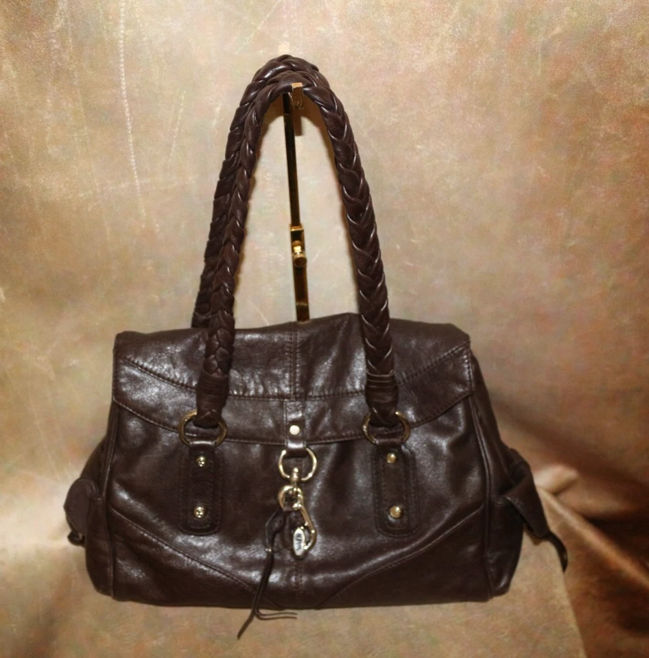 FRANCISCO BIASA КОРИЧНЕВЫЙ МЯГКОЙ КОЖИ НАПЛЕЧНАЯ СУМКА С БЕЗОПАСНЫМ ЗАЖИМОМ ЗАСТЕЖКИ; ГРОМОЗДКИЙ! - Изображение 3 из 4