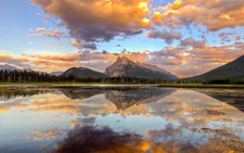 Landscape nature mountains clouds reflection lake banff Custom Gaming Mat Desk