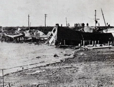 1933 Boats Piled Up Railroad Bridge Tiverton Rhode Island Disaster Postcard