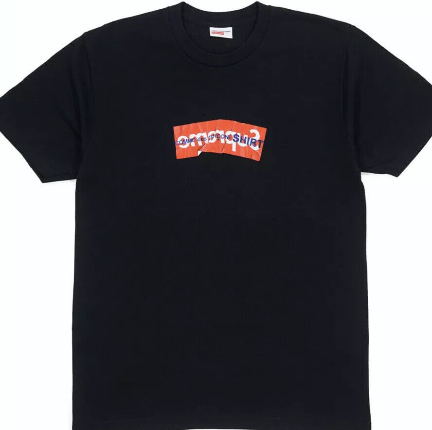 Authentic Supreme Comme Des Garcons CDG Shirt Box Wrinkle Logo Tee Black  Medium