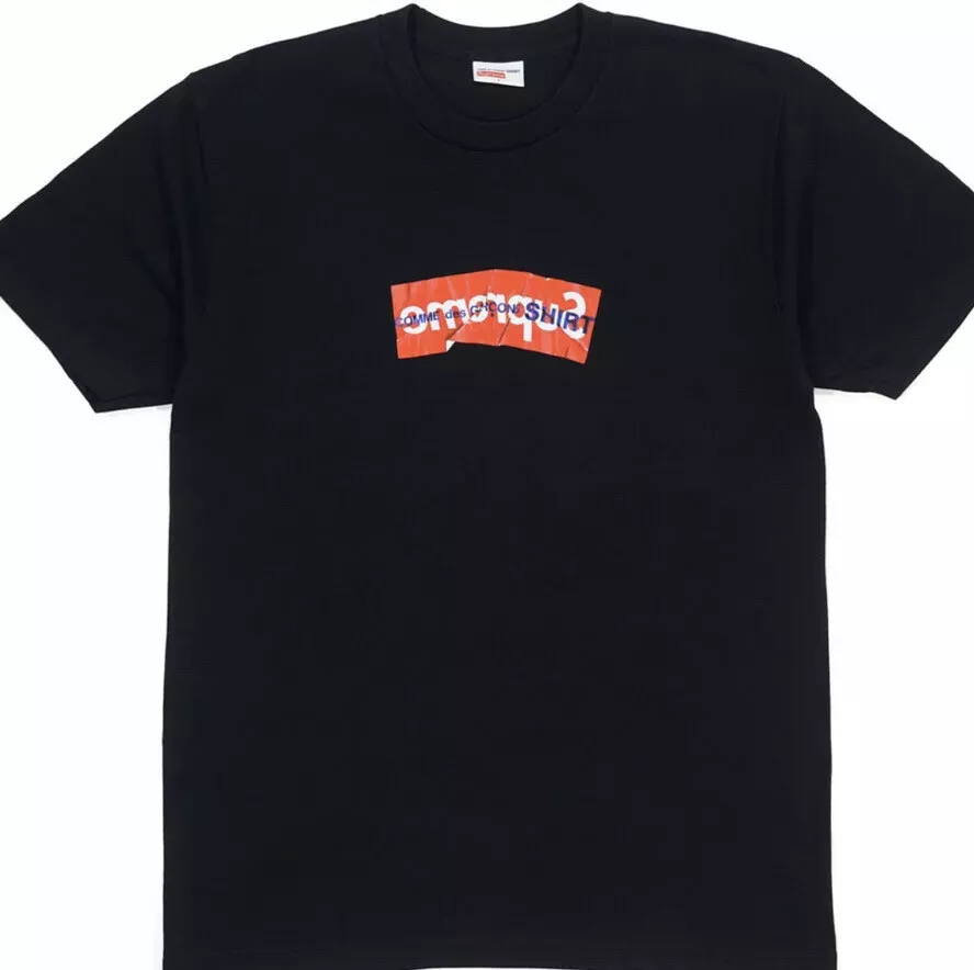 Authentic Supreme Comme Des Garcons CDG Shirt Box Wrinkle Logo Tee Black  Medium