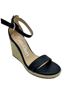 Calvin Klein Women's Elory Espadrille Wedge Dress Sandals Black | eBay