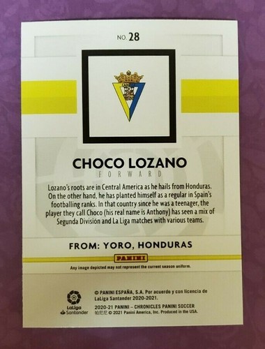 2020-21 Chronicles Panini La Liga #28 Choco Lozano RC Cadiz CF Soccer Card - PC - Picture 2 of 2