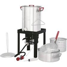 Propane 30 Qt Turkey and 10 Qt Fish Fryer Boiler Steamer Set 50,000 BTU Burner