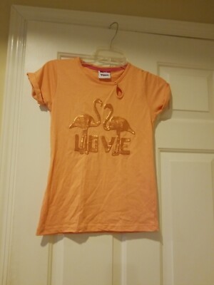 Yigga  Euro Brand Graphic T-shirt Girls Sz 14 Eur 146/152  Orange 100% Cotton