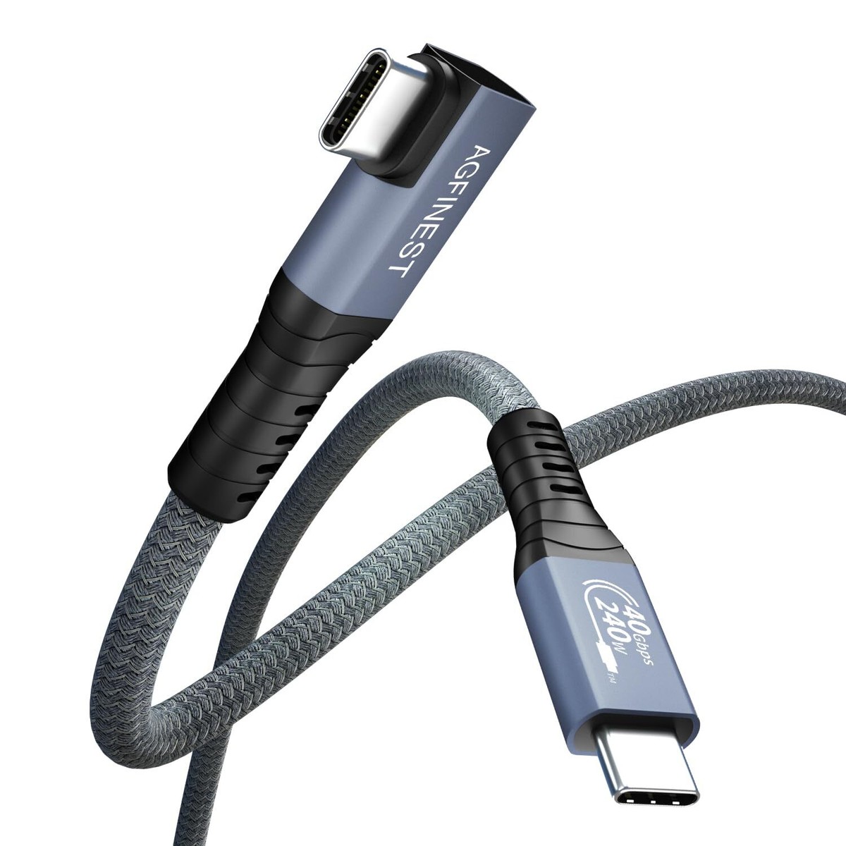 AGFINEST Certified USB 4 Cable Right Angle 3.3ft (240W, 40Gbps, 8K 