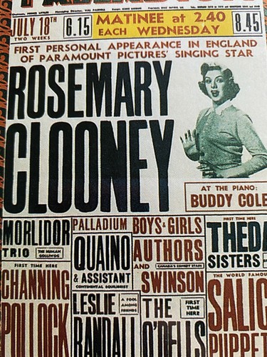 Rosemary Clooney Guy Mitchell Theatre Flyer Postcard London Palladium Music Hall - Picture 2 of 3