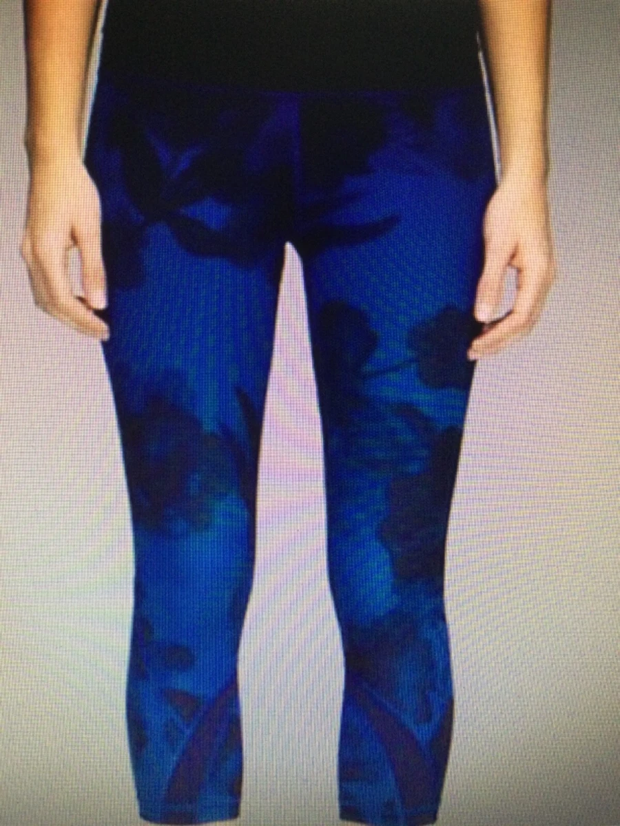 Lululemon Inky Blue Black Floral leggings bottoms 4 print crop capri Wunder