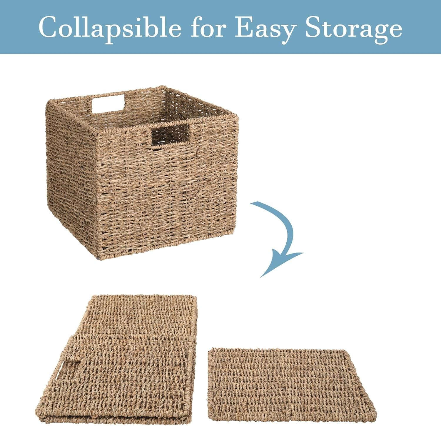 Seagrass Storage Baskets, 12X12X10in Cube Wicker Storage Baskets eBay