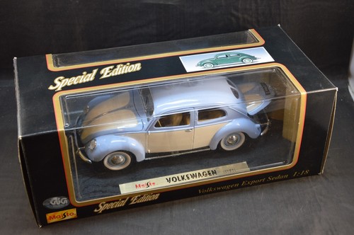 MAISTO 1/18 VOLKSWAGEN EXPORT SEDAN (1951) AZZURRO DIE CAST CON SCATOLA 3+ - Imagen 9 de 9