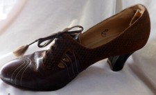 Vintage 1910s-1920s BROWN SUEDE  LEATHER Woman's Shoes Size 6 1/2