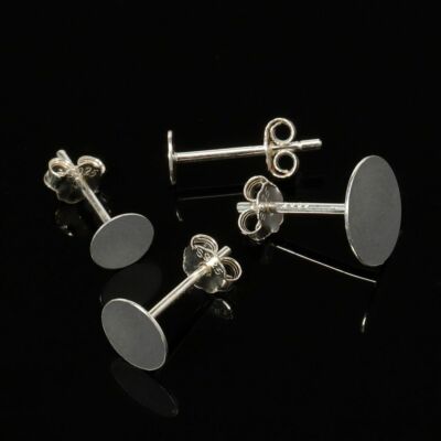20 Pcs 3/4/5/6mm 925 Sterling Silver Earrings Base Stud Ear Flats Jewelry Making