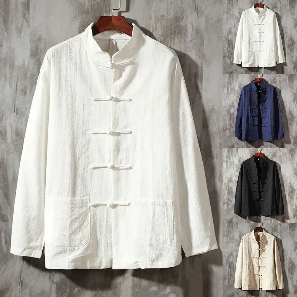 Traditional Men's Long Sleeve Coat Jacket for Kung Fu Tai Chi Clothing