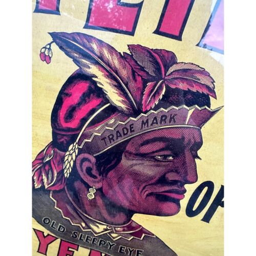 Original Sleepy Eye Flour Paper Litho Framed Sign Advertising Native American - Picture 14 of 15