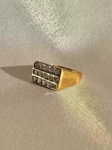 2.00Ct Round Cut Lab-Created Diamond Men's Wedding Ring 14k Yellow Gold Plated - Picture 5 of 5