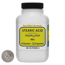 Stearic Acid [C18H36O2] 99% ACS Grade Flakes 4 Oz in a Space-Saver Bottle USA
