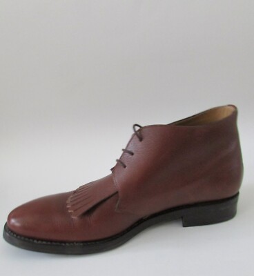 PAUL STUART Brown Pebbled Leather Chukka Boots Hand Made in  display picture 1