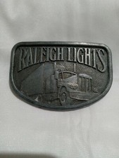 VINTAGE RALEIGH LIGHTS CIGARETTE BELT BUCKLE TRUCKING SEMI