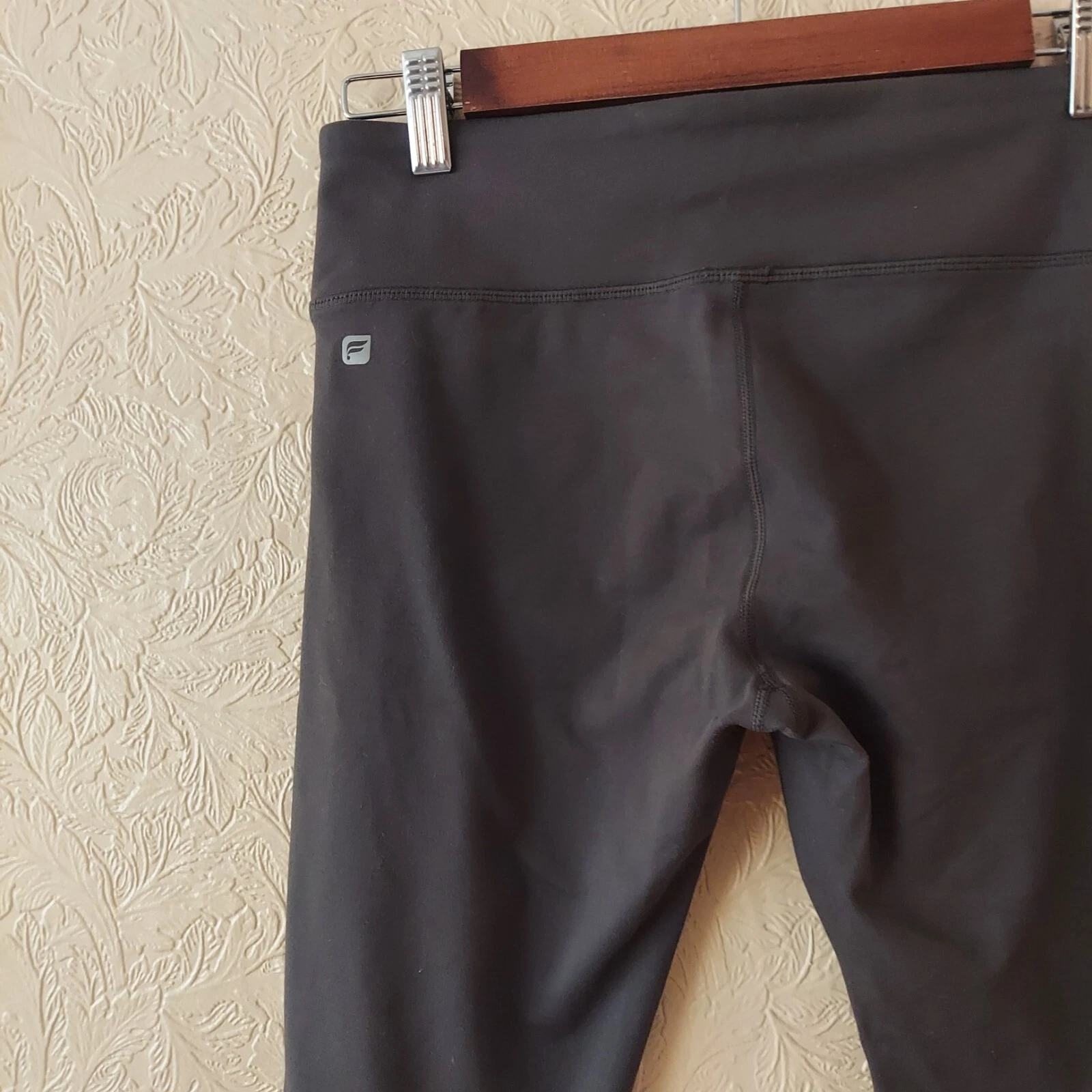 fabletics dark black mesh full length mid rise leggings