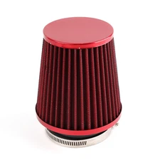 Red 3" Universal Car Inlet Air Intake Cone Pod Filter Tapered High Performance